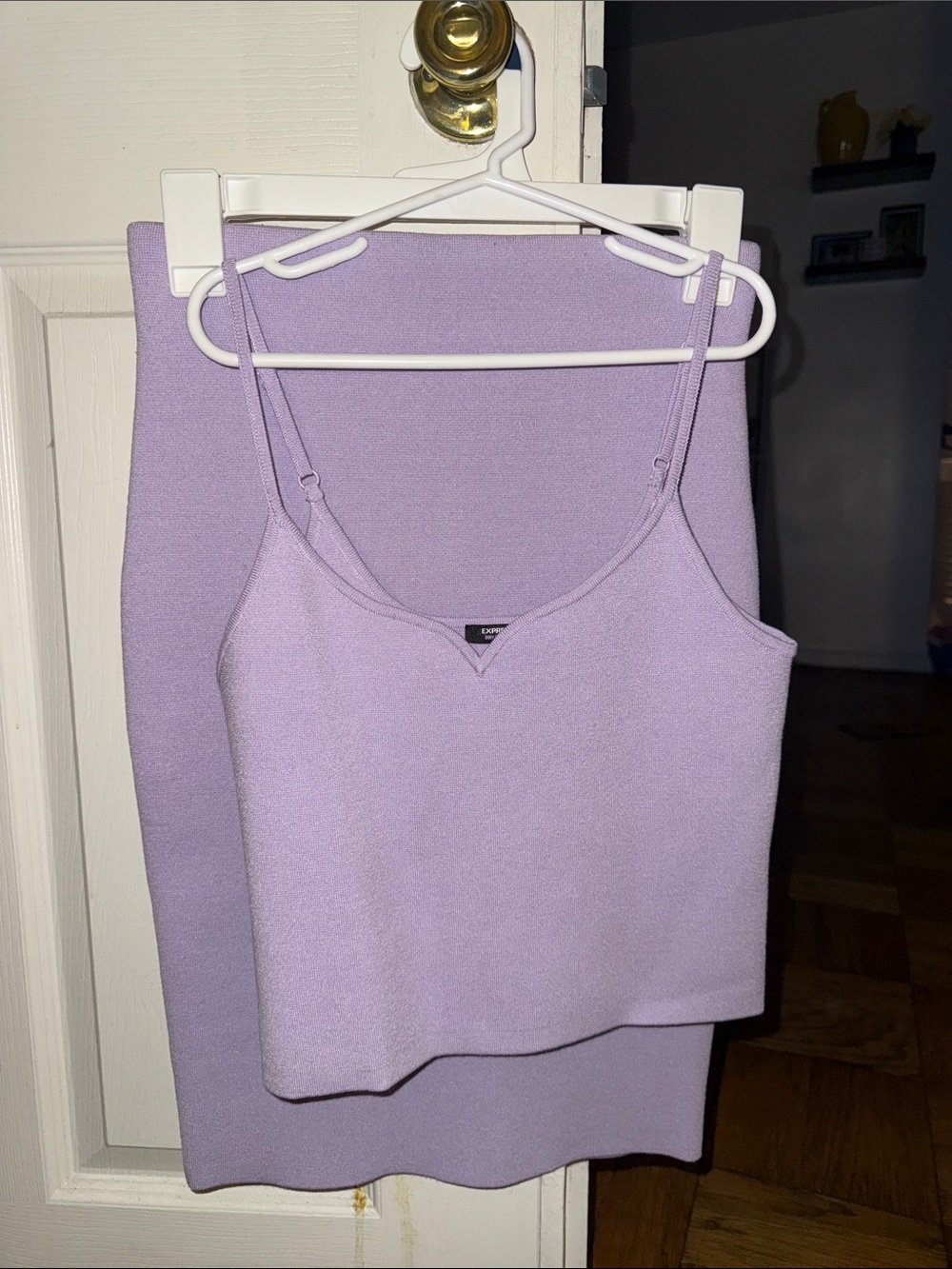 Express Body Contour Lavender Two-Piece Pencil Skirt Set